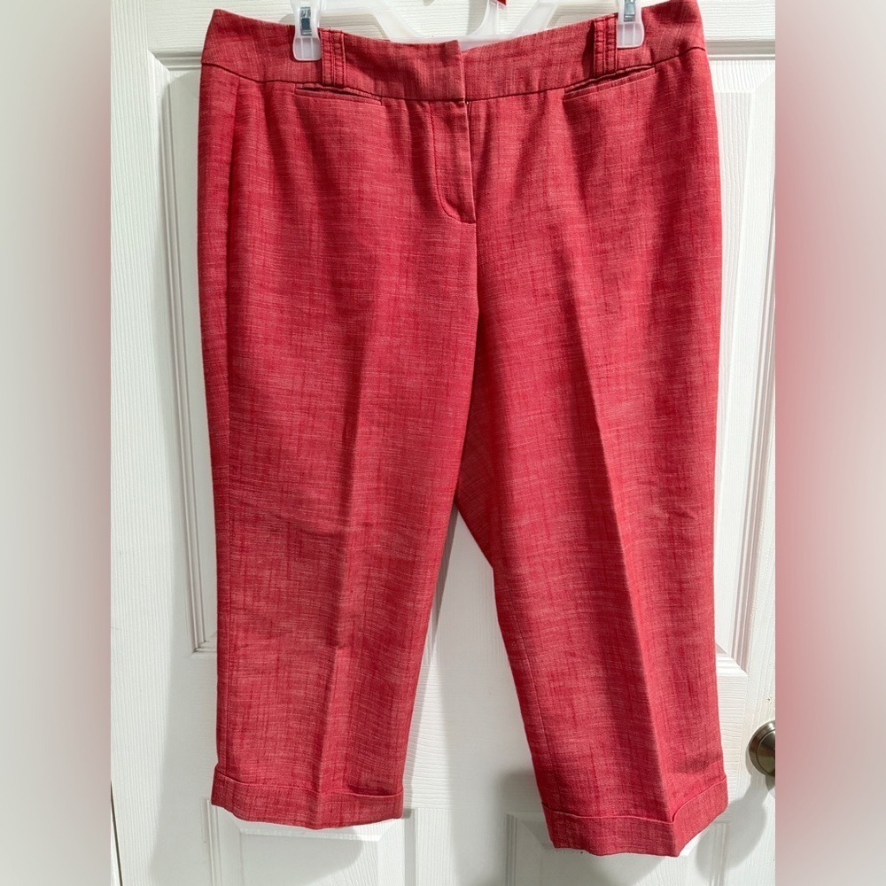 Sharagano Vibrant Red Crpped Pants Cotton Blend